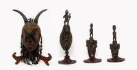Lot de 4 masques de danse, Baule/Côte d'Ivoire, Gaola/Babun