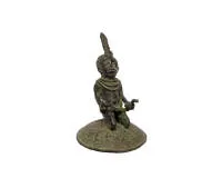 Three figures, man on turtle, kneeling dignitary, horseman, Benin, Africa, approx. 24.5 cm high