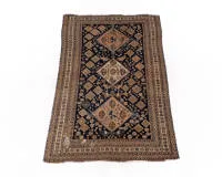 Kashgai / Shiraz, Iran, Naturfarben, ca. 2.17 x 1.45 m, Reparatur- und Schadstellen