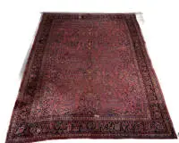 Sarough américain, Iran, 1re moitié du 20e s., env. 4,62 x 3,68 m, velours partiellement réduit, réparations