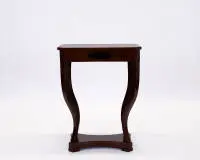 Table d'appoint, 1er tiers 19e s., Allemagne du Sud/Autriche, acajou, plateau octogonal sur quatre pieds galbés concaves, env. 80 x 60 x 50 cm