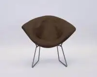 Fauteuil d'après le dessin du Diamond Chair de Harry Bertoia (1915 - 1978), fabricant non garanti, corps en fil métallique en forme de losange avec revêtement complet renouvelé, 73,5 x 83 x 73 cm, corps déformé, nombreux dommages et réparations