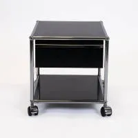 USM Haller Rollkorpus, Graphite Black, ein Schub über offenem Fach, auf Rollen, 43 x 42 x 52 cm, Gebrauchsspuren