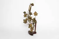 Paar classicistische wandlampen / wandappliques, Frankrijk, 19e eeuw, verguld brons, elk vierarmig, wandstuk met druiven, wijnbladeren en aren, ca. 48 cm hoog