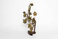 Paar classicistische wandlampen / wandappliques, Frankrijk, 19e eeuw, verguld brons, elk vierarmig, wandstuk met druiven, wijnbladeren en aren, ca. 48 cm hoog