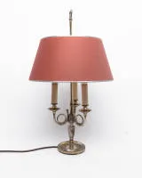 Bouillotte / Table lamp, 3-light, coral shade, H. 58 cm, ø approx. 34 cm, electrics untested