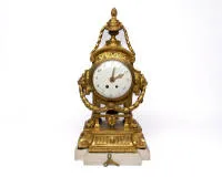 Mantel clock with alarm, Louis XVI, France, circa 1770, formerly attributed to Robert Osmond, marked "A PARIS", gilt bronze, H. 42 cm excl. base