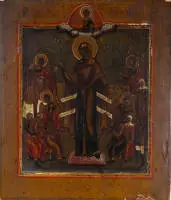 Icône, "Mère de Dieu Joie de tous les affligés", Russie, début 19e siècle, tempera sur bois, 31 x 27 cm