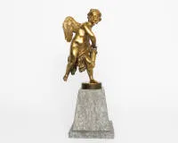 Cupid, bronze, on marble base, France, around 1825, 50 cm high (incl. base)