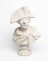 Buste en plâtre de Frédéric le Grand, 20e siècle, hauteur 46,5 cm, partiellement taché ou sale.