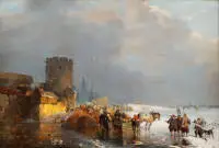 Hilgers, Carl (1818 Düsseldorf - 1890 Düsseldorf, élève de la KA Düsseldorf, préférait les motifs de paysages néerlandais et du Bas-Rhin, connu pour ses représentations hivernales),