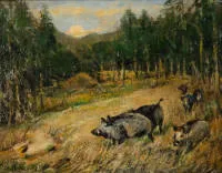 Kröner, Johann Christian (1838 Rinteln - 1911 Düsseldorf, německý lovecký a krajinářský malíř, leptáč a kreslíř),