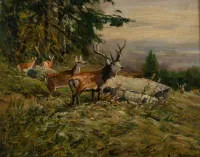 Kröner, Johann Christian (1838 Rinteln - 1911 Düsseldorf, peintre allemand de chasse et de paysage, graveur et dessinateur),