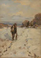 Mühlig, Hugo (1854 Dresde - 1929 Düsseldorf, élève de son père Meno, étudia à l'Académie des Beaux-Arts de Dresde, après son déménagement à Düsseldorf membre de l'association d'artistes Malkasten, représentant connu de l'école de peinture de Düsseldorf,...