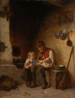 Sondermann, Hermann (1832 Berlin - 1901 Düsseldorf, élève de la KA Berlin et Anvers, formation complémentaire à Paris et à la KA Düsseldorf, peintre de genre et de portraits actif à Düsseldorf à partir de 1861, membre de la colonie de peintres de Willingshausen)