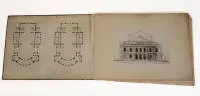 Portefeuille avec dessins d'élévation, projets de sculptures architecturales, dessins techniques, graphiques et dessins naturalistes, 19e s., réalisés par les architectes de Düsseldorf Franz Brewer (1819-1889), H. Schilmann et le mécanicien et...