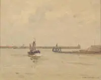 Hambüchen, Georg (1901 Düsseldorf - 1971 Düsseldorf, fils de Wilhelm Hambüchen, élève de la KGS et KA Düsseldorf, peignait de préférence les côtes de Hollande et de Flandre ainsi que les paysages du Bas-Rhin),
