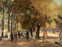 Hermanns, Heinrich (1862 Düsseldorf - 1942 Düsseldorf, élève de la KA Düsseldorf, cofondateur du Lucas-Club local, connu pour ses marchés aux fleurs hollandais et ses vues urbaines),