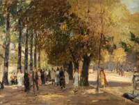 Hermanns, Heinrich (1862 Düsseldorf - 1942 Düsseldorf, élève de la KA Düsseldorf, cofondateur du Lucas-Club local, connu pour ses marchés aux fleurs hollandais et ses vues urbaines),