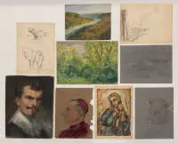 Rosenfeld, Eugen (1870 Bromberg - 1940 Prague), portefeuille d'études à l'huile, peintures sur carton et dessins