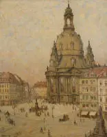 Rothkirch, Oskar (1880 Silésie - 1961), "Der Dresdener Neumarkt mit Blick auf die Frauenkirche", huile sur toile, 96 x 76 cm