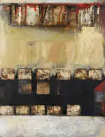 Bogomolov, Gleb Sergeyevich (1933 Leningrad - 2016 Saint-Pétersbourg), "Composition", techniques mixtes sur toile sur panneau de fibres, signé et daté ГЛЕБ 89, 61,5 x 46,5 cm, non encadré