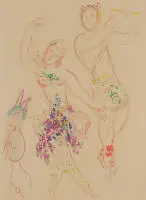 Chagall, Marc (1887 Vitebsk - 1985 Saint-Paul-de-Vence), "Le Ballet", lithographie en couleurs, non signée, cat. rais. 581, 35 x 25 cm (feuille), encadrée sous verre