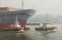 Dobritz, Stefan (né en 1965 à Lübeck, connu pour ses portraits de navires, scènes portuaires et paysages),
