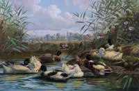 Kaplan, Hubert (né à Munich en 1940, peintre allemand de paysages, figures et animaux, élève de l'Académie de Munich)