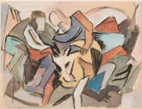Meyer, Friedrich Wilhelm (1900 Sybba - 1968 Frankfurt a. M., deutscher Maler. Ab 1925 Ausbildung an der Kunstgewerbeschule Frankfurt a.M., danach Meisterschüler bei Max Beckmann),