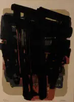 Soulages, Pierre (né à Rodez en 1919), "Lithographie No. 8", lithographie sur papier, signée et numérotée 93/250, 67 x 50 cm, encadrée sous verre