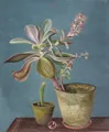 Willy Wolff, Still Life with Echeveria, Columnar Cactus and Glass Sphere. Circa 1935.
