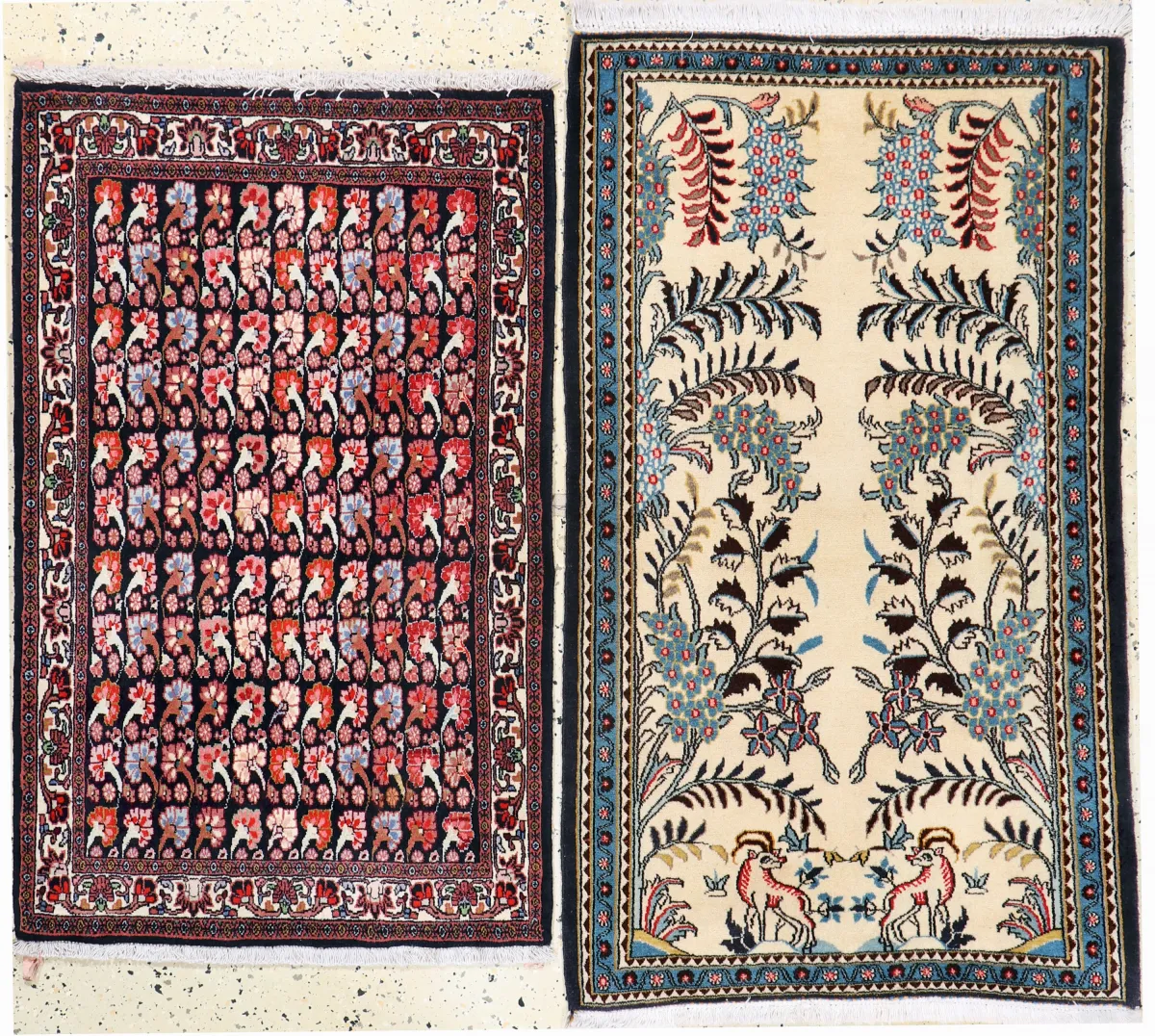 2 lots Bidjar & Ghom, Perzië, eind 20e eeuw, wol op katoen, ca. 120 x 78 cm & ca.