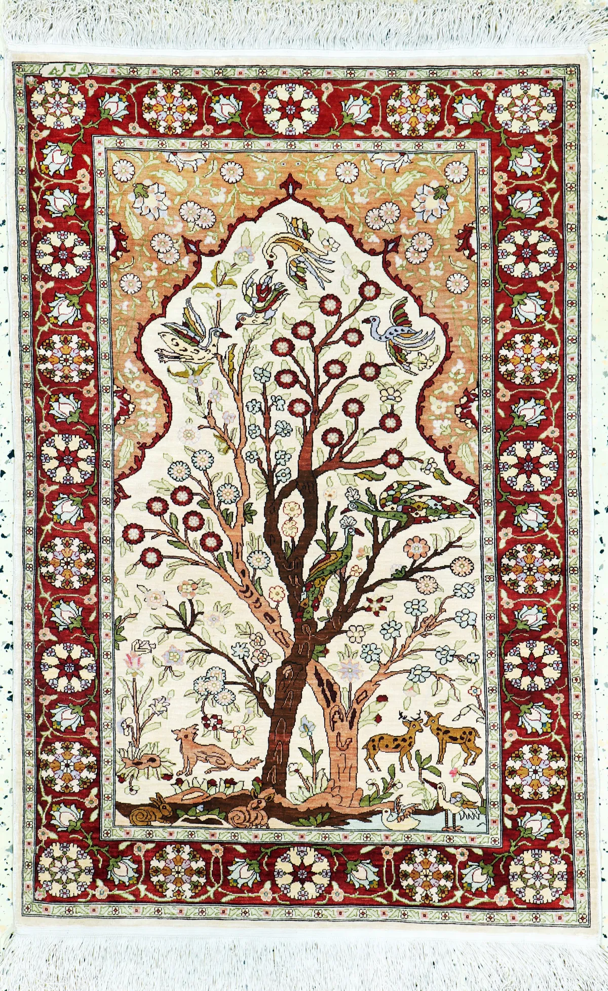 Hereke silk fine signed, Turkey, mid-20th century, pure natural silk, approx. 105 x 70 cm,