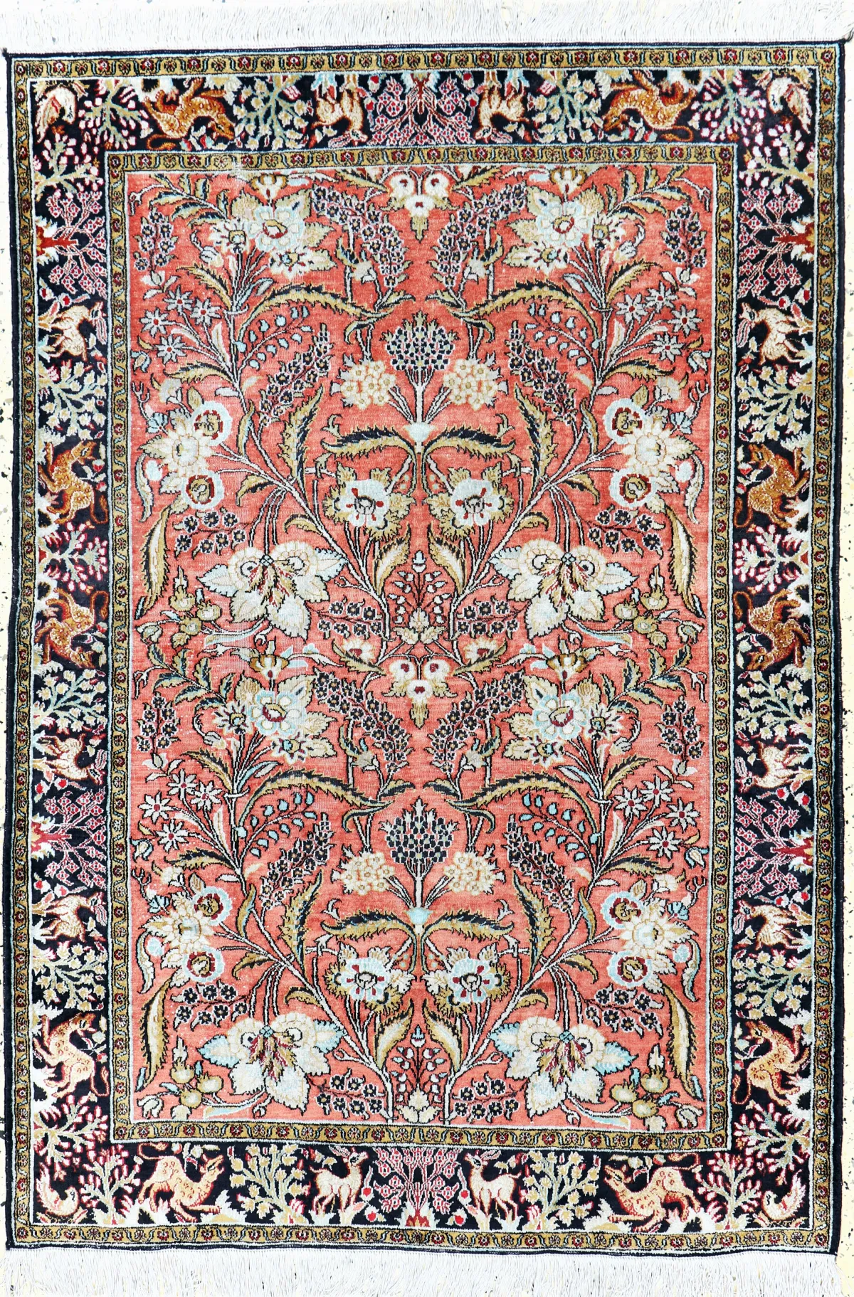 Ghom silk, Persia, mid 20th c., pure natural silk, approx. 157 x 110 cm, EHZ: 3