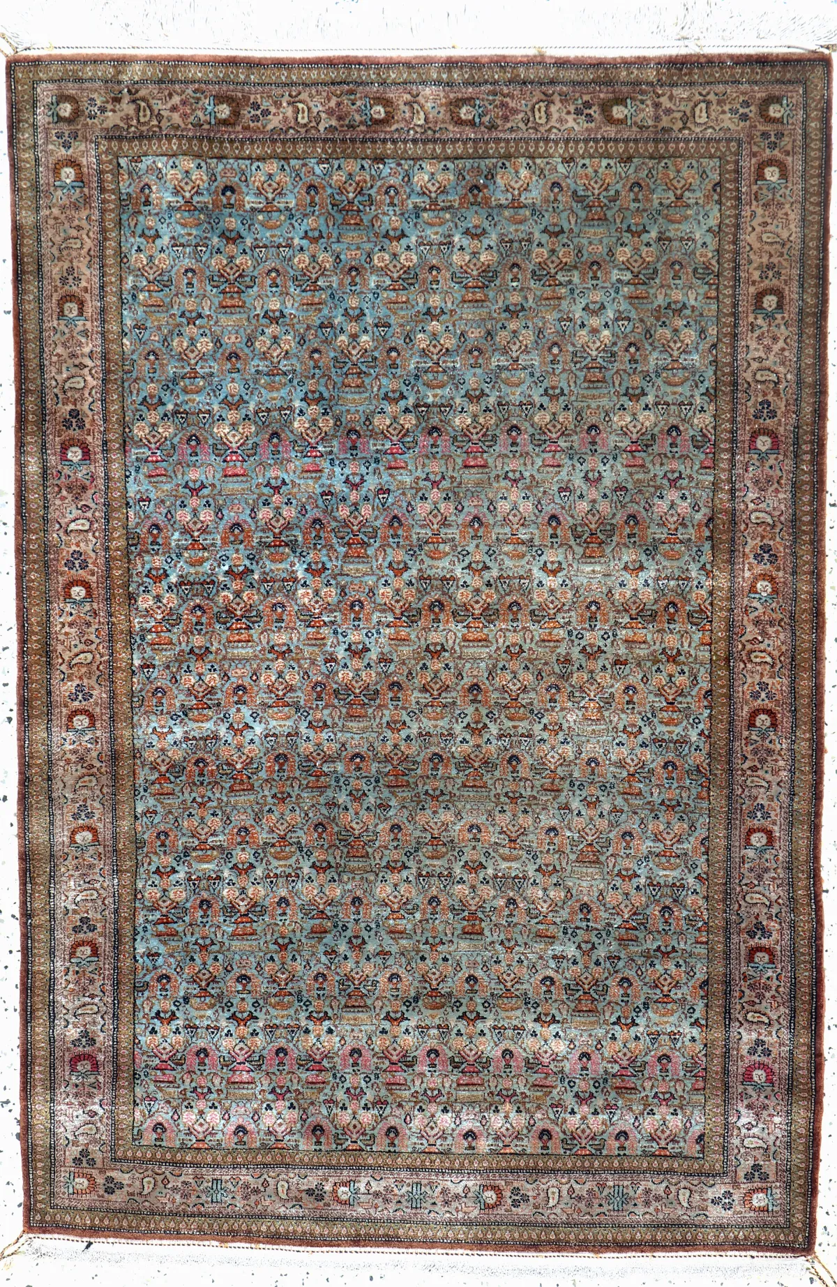 Ghom Seide, Persien, Mitte 20.Jhd, reine Naturseide, ca. 157 x 108 cm,