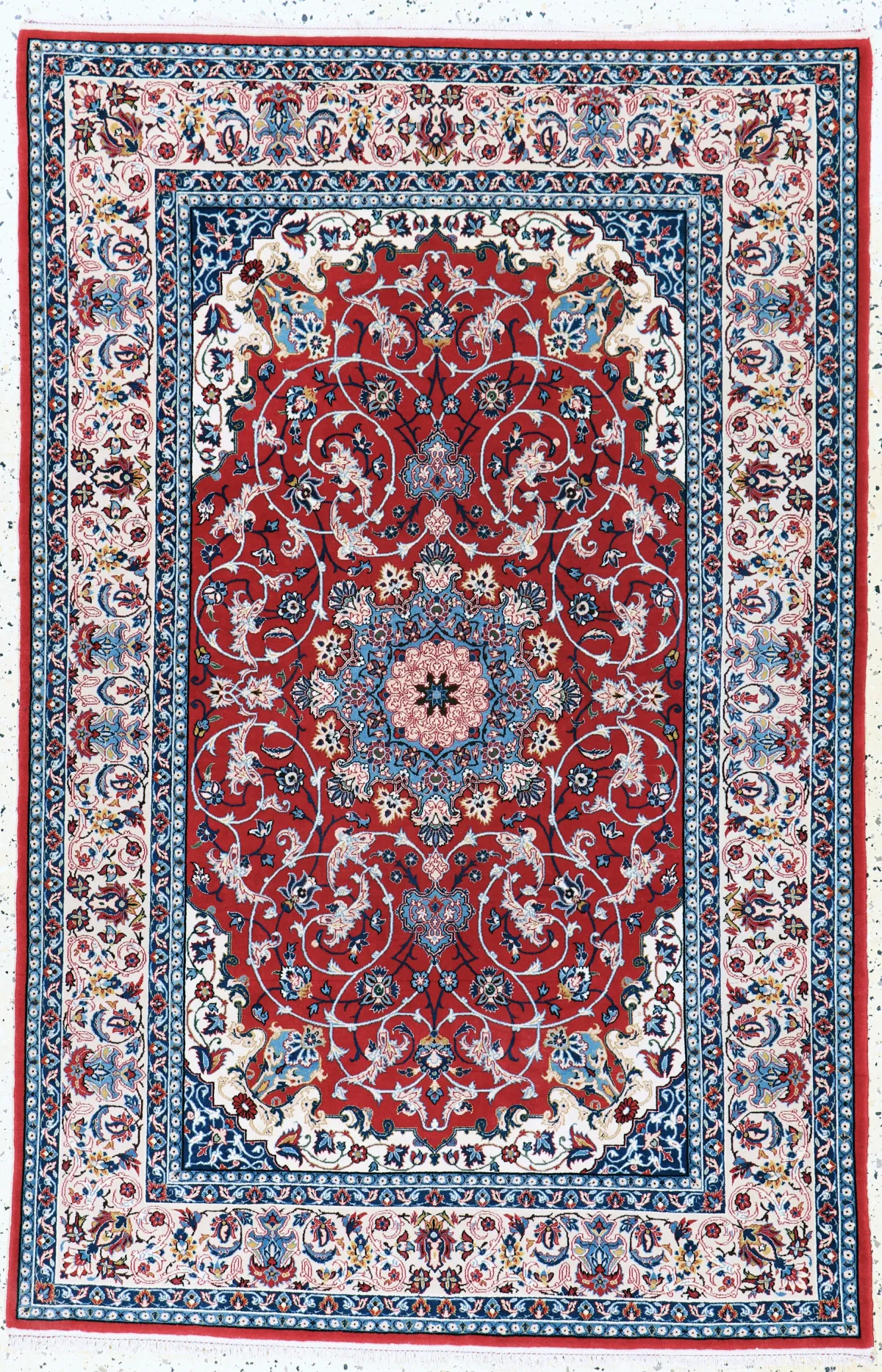 Esfahan fein, Persien, Mitte 20.Jhd., Korkwolle auf Seide, ca. 158 x 104 cm, ca