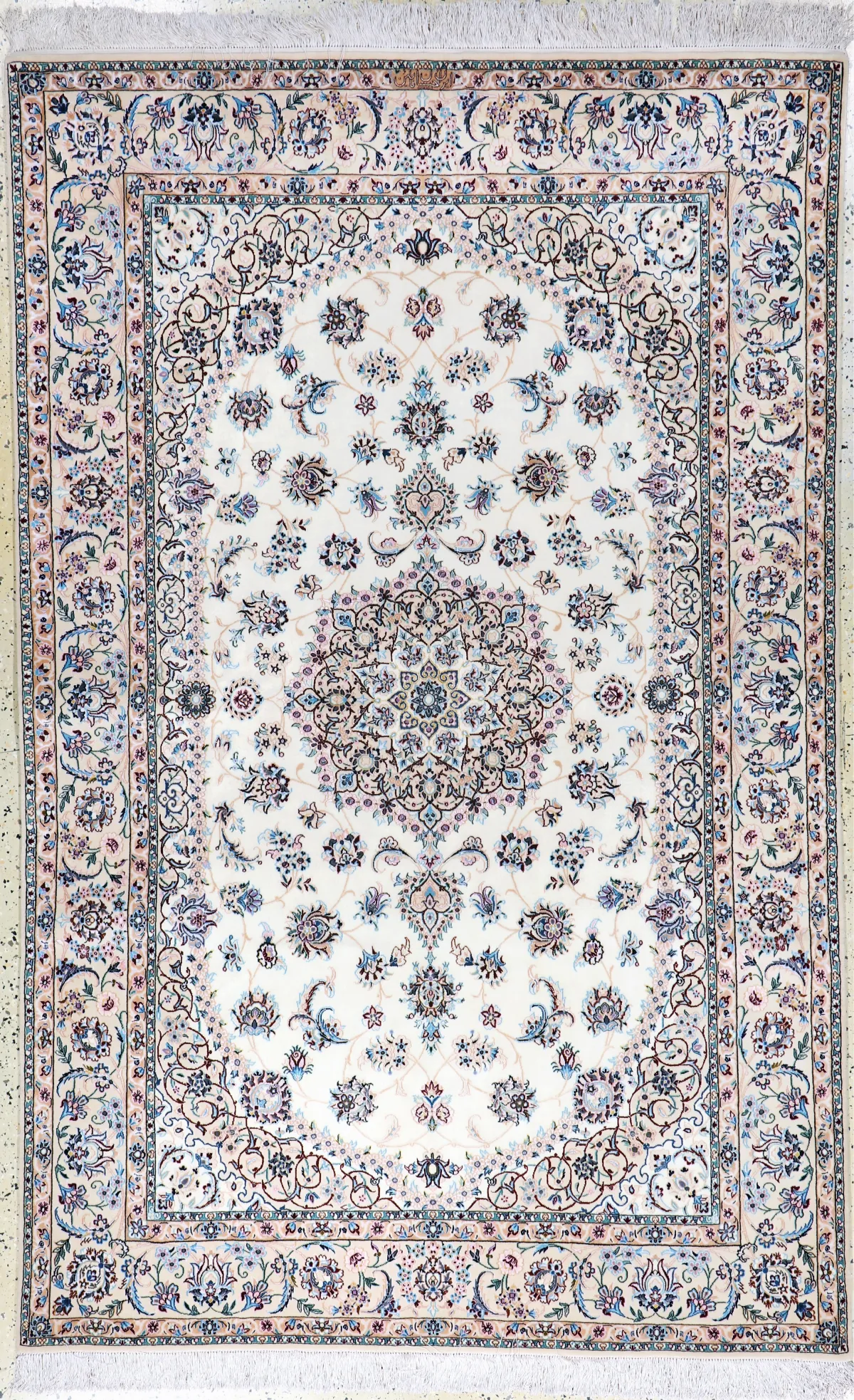 Nain fein(6 La) Persien, signiert"Habibian", ca. 20 Jahre, Korkwolle mit und auf Seide,
