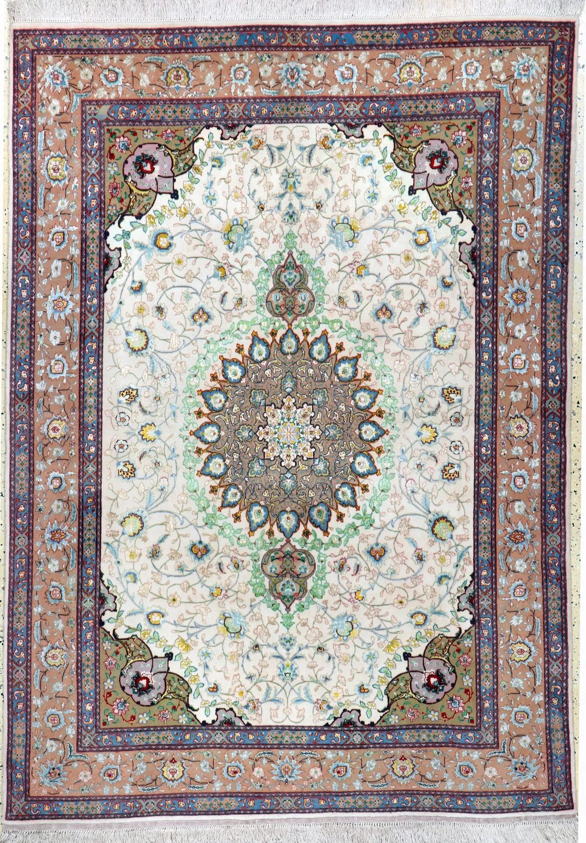Täbriz fein(70 Raj), Persien, Ende 20.Jhd, Korkwolle mit und auf Seide, ca. 207 x 148