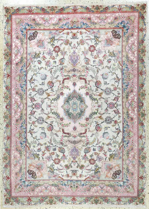 Täbriz fin (70 Raj), Perse, fin 20e s., laine de liège avec et sur soie, env. 214 x 156