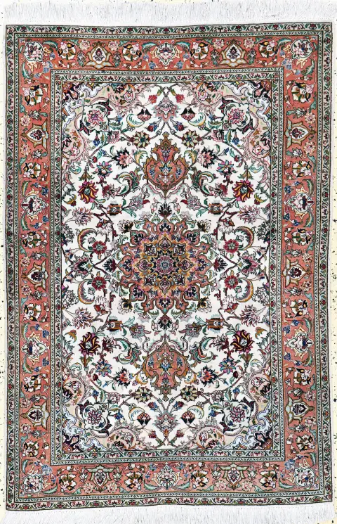 Täbriz fin (50 Raj), Perse, fin 20e s., laine de liège avec soie, env. 150 x 104 cm, env.