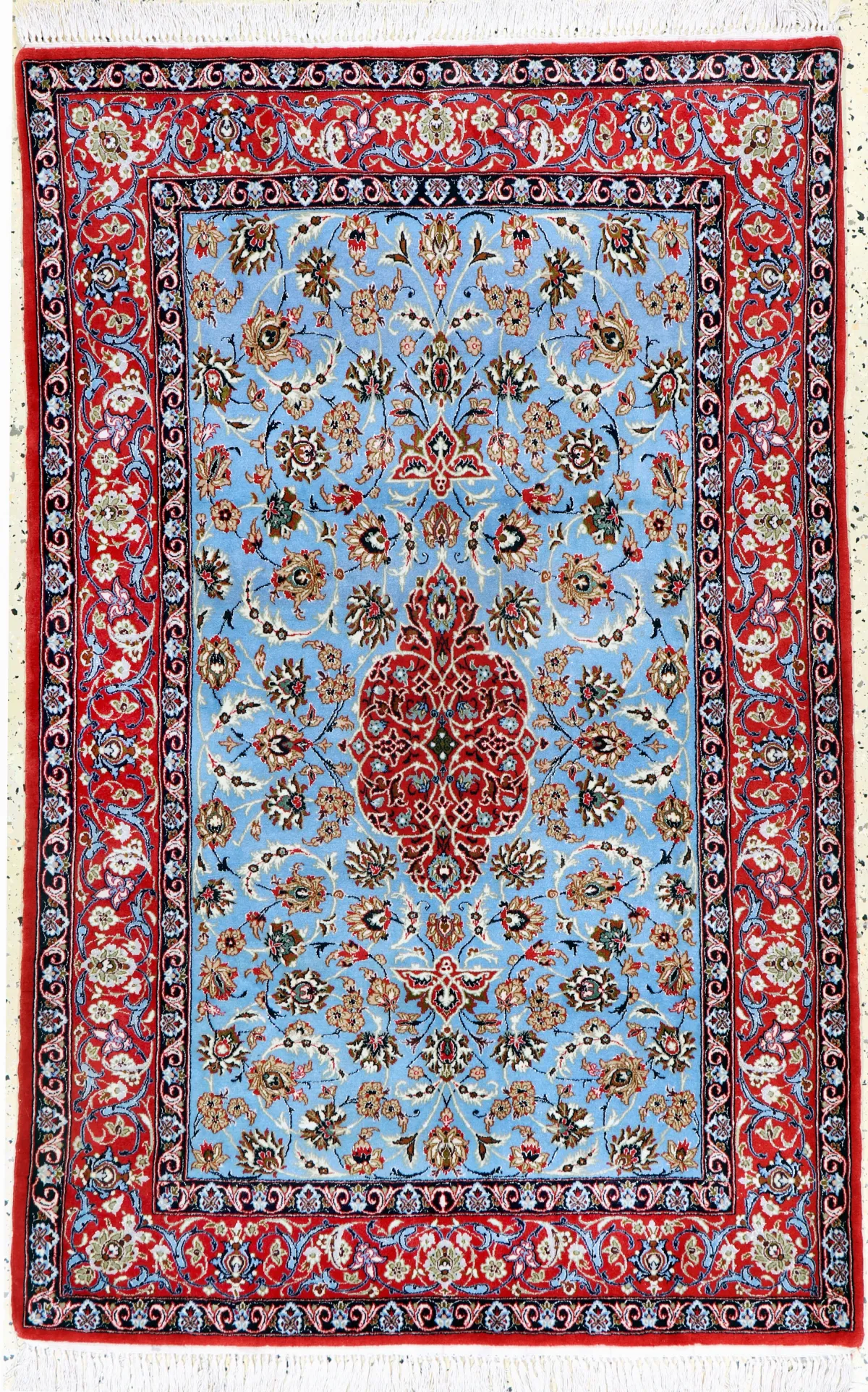 Ispahan fin, Perse, fin du 20e siècle, laine Kork avec et sur soie, env. 173 x 110 cm