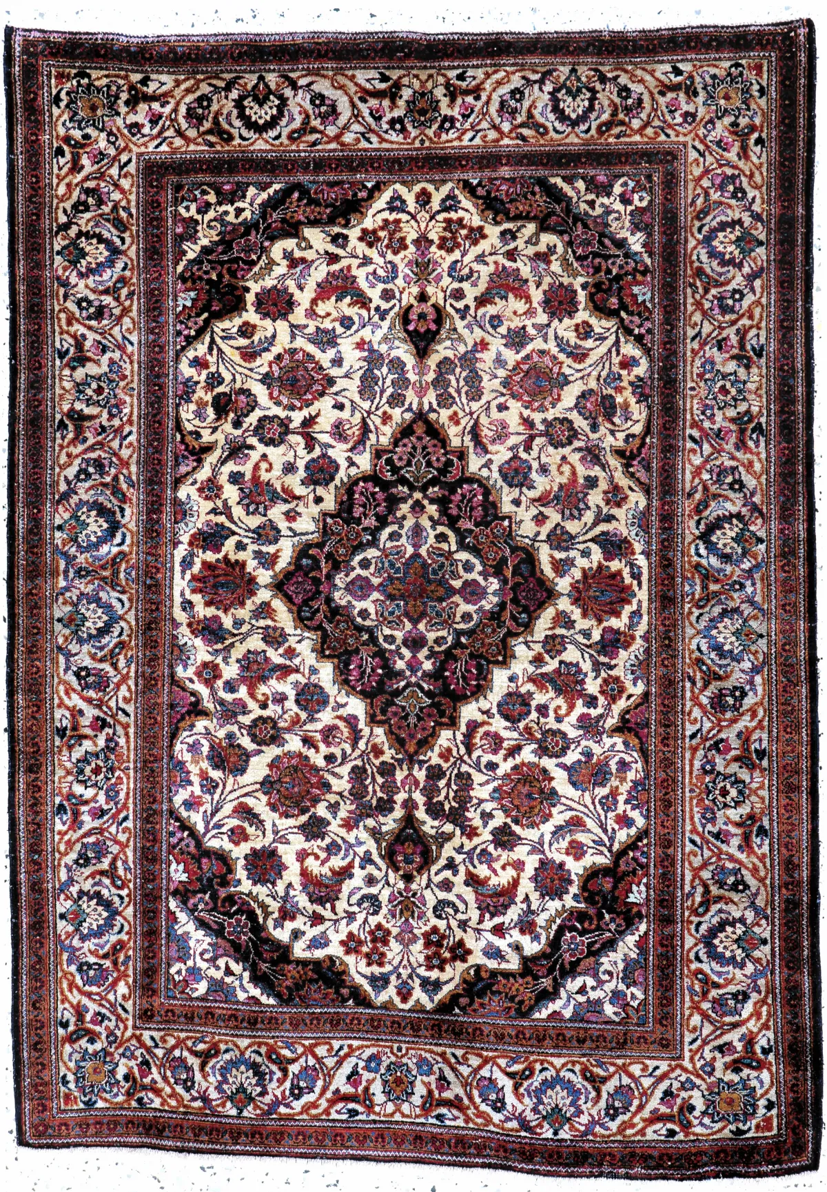 Seiden Keschan antik, Persien, um 1900, reine Naturseide, ca. 150 x 107 cm, EHZ: 2-3