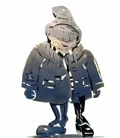 Dwarf – steel sculpture in layered model #0119