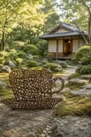 Sculpture théière en acier – un objet décoratif exceptionnel pour jardin et terrasse #0157