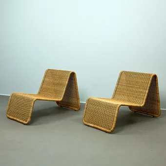 Lounge křeslo / lehátko, Ikea, "Hestra", proutí, 80. léta (2).