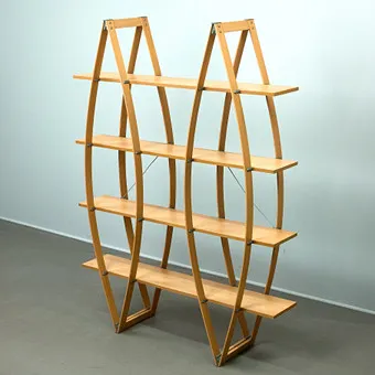 MARCELLO ZILIANI. Sintesi, shelf / room divider, "Mondo", beech, 1990s, Italy.