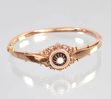 VIKTORIANISCHER ARMREIF MIT PERLE, 585.