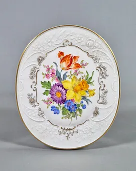 PLAQUE MURALE MEISSEN *BOUQUET DE FLEURS*.