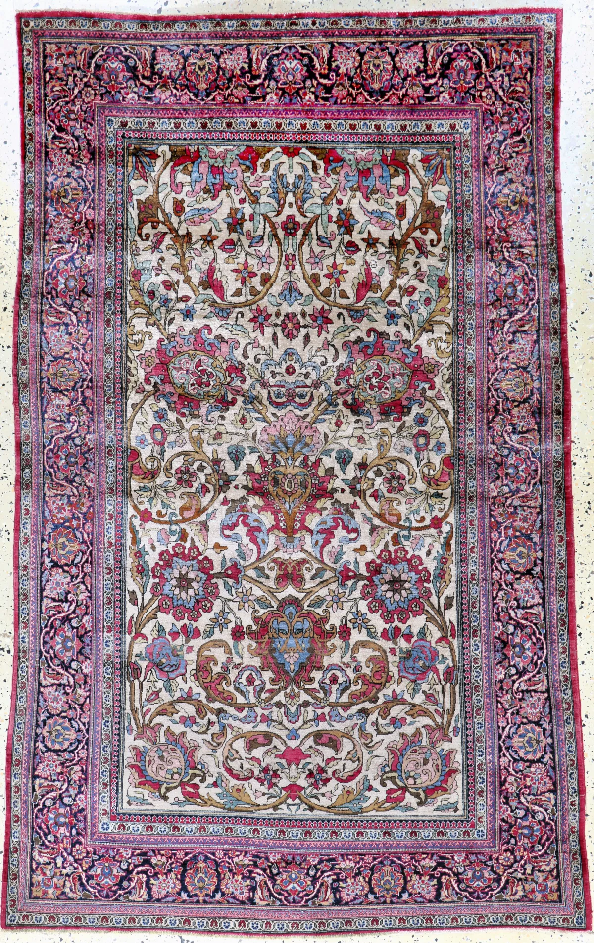 Silk Keschan antique, Persia, 19th c., pure natural silk, approx. 200 x 130 cm,